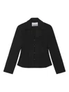 Ganni Crepe Jacket With Back Seam Detailing In Black