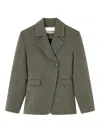 Ganni Notched-lapels Blazer In Gray