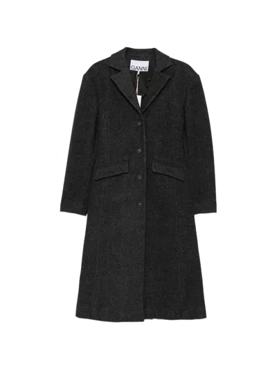 Ganni Notched-lapel Single-breasted Coat In Multi