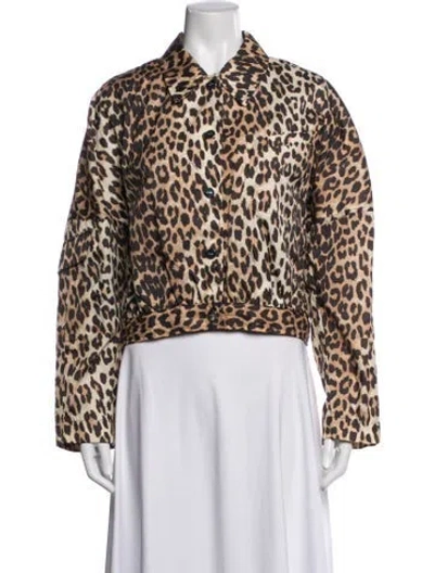 Pre-owned Ganni Nylon Animal Print Jacket In Multicolor