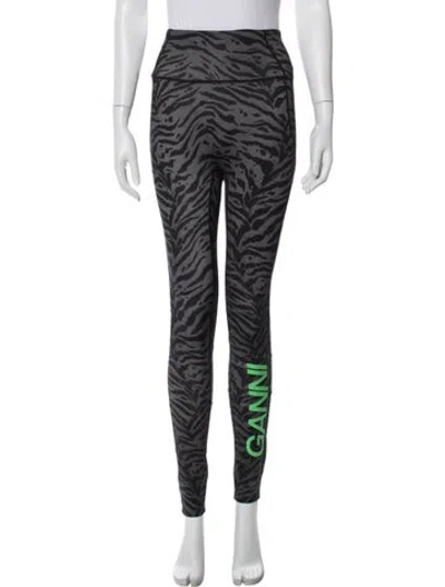 Pre-owned Ganni Nylon Animal Print Sweatpants In Gray