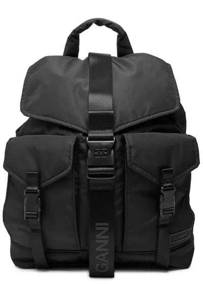 Ganni Nylon Backpack In Black