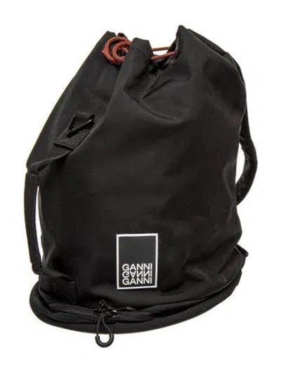 Pre-owned Ganni Nylon Backpack In Black