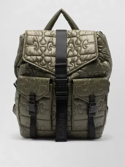 GANNI NYLON BACKPACK QUILT PATTERN TOP HANDLE