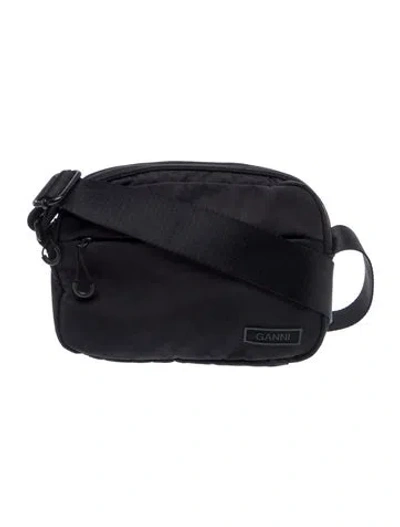Pre-owned Ganni Nylon Belt Bag In Black