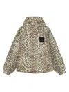 Ganni Hooded Leopard Print Nylon Blouson Jacket In Animal Print