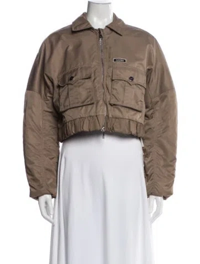Pre-owned Ganni Nylon Bomber Jacket In Brown