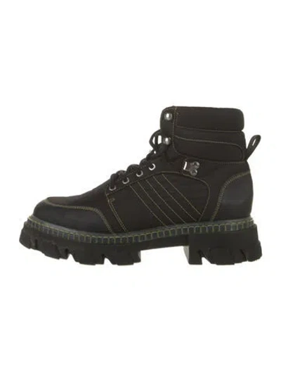 Pre-owned Ganni Nylon Combat Boots In Black