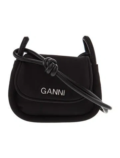 Pre-owned Ganni Nylon Crossbody Bag In Black