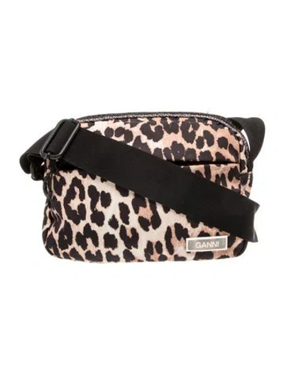 Pre-owned Ganni Nylon Crossbody Bag In Brown