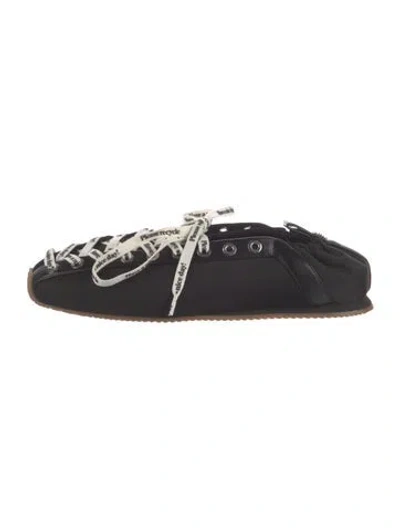 Pre-owned Ganni Nylon Leather Trim Embellishment Sneakers In Black