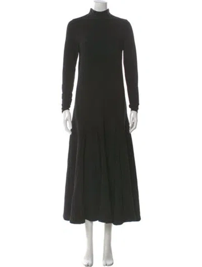 Pre-owned Ganni Nylon Long Dress In Black