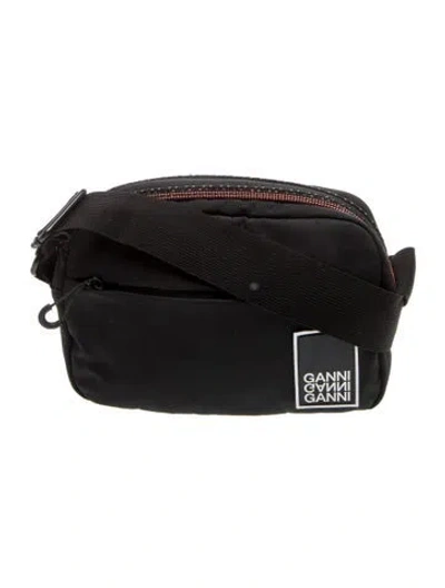 Pre-owned Ganni Nylon Messenger Bag In Black