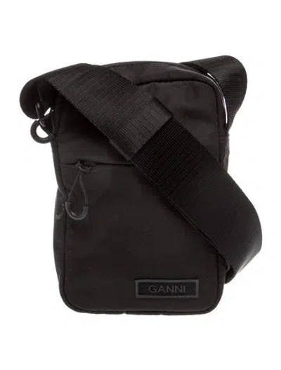 Pre-owned Ganni Nylon Messenger Bag In Black