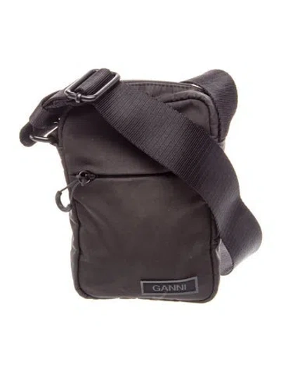 Pre-owned Ganni Nylon Messenger Bag In Black