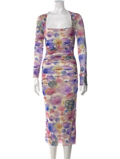 Pre-owned Ganni Nylon Midi Length Dress In Pink