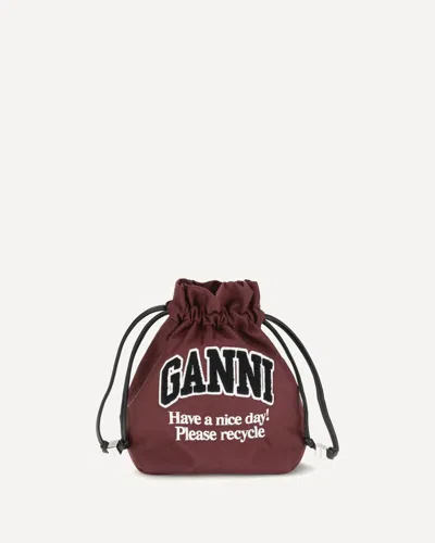 Ganni Nylon Pouch In Burgundy