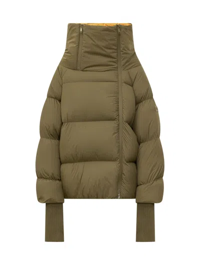 Ganni Nylon Puffer Jacket In Military Olive