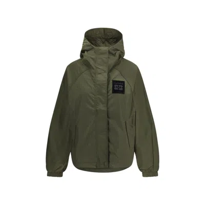 Ganni Nylon Shell Women's Jacket In Green