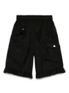 Ganni Flap Pocket Ruffle Hem Shorts In Black