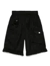 Ganni Flap Pocket Ruffle Hem Shorts In Black