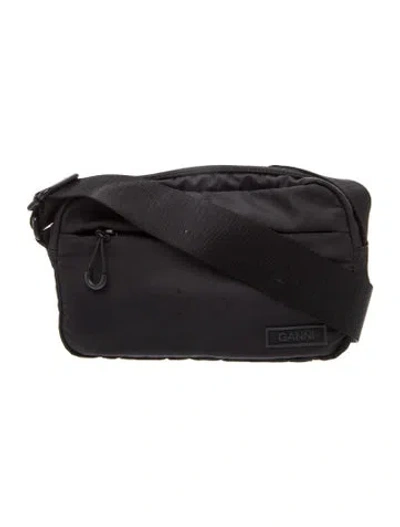 Pre-owned Ganni Nylon Shoulder Bag In Black