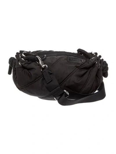 Pre-owned Ganni Nylon Shoulder Bag In Black