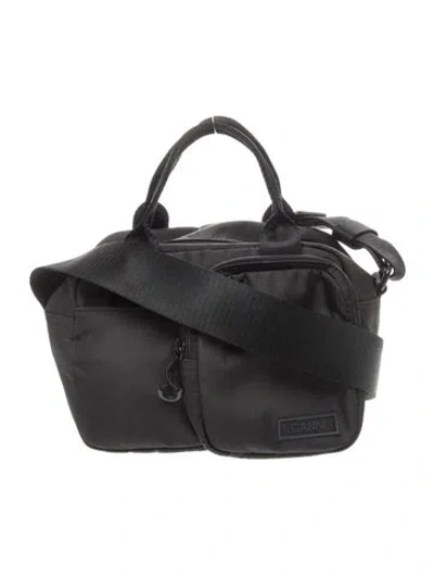 Pre-owned Ganni Nylon Shoulder Bag In Black