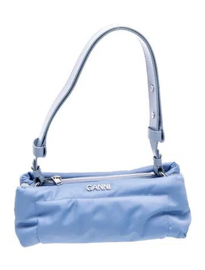 Pre-owned Ganni Nylon Shoulder Bag In Blue