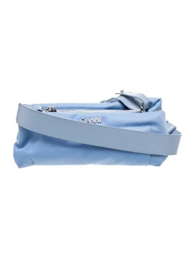 Pre-owned Ganni Nylon Shoulder Bag In Blue