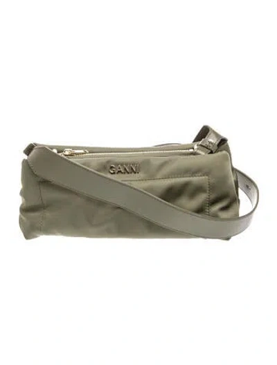 Pre-owned Ganni Nylon Shoulder Bag In Gray
