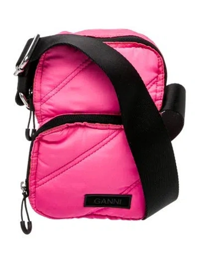 Pre-owned Ganni Nylon Shoulder Bag In Pink