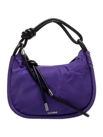 Pre-owned Ganni Nylon Shoulder Bag In Purple