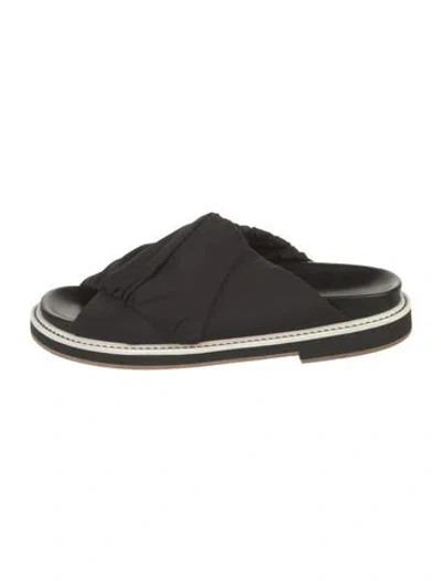 Pre-owned Ganni Nylon Slides In Black