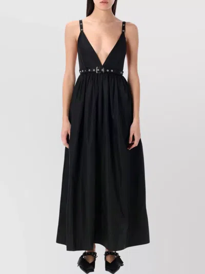 GANNI NYLON STRAP DRESS DEEP V-NECKLINE