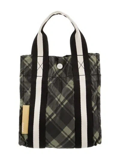 Pre-owned Ganni Nylon Top Handle Bag In Green