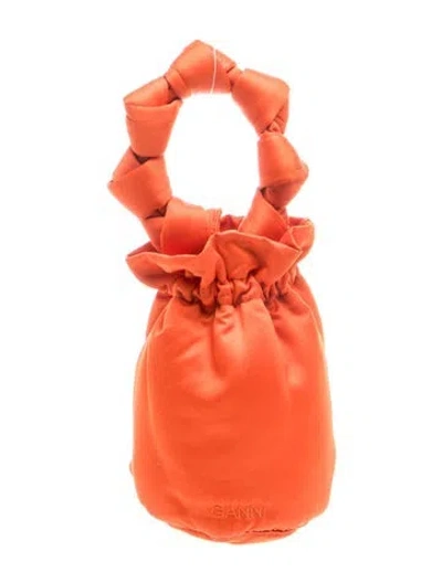 Pre-owned Ganni Nylon Top Handle Bag In Orange