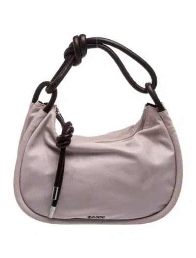 Pre-owned Ganni Nylon Top Handle Bag In Purple