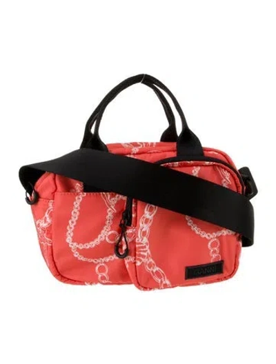 Pre-owned Ganni Nylon Weekender Bag In Pink