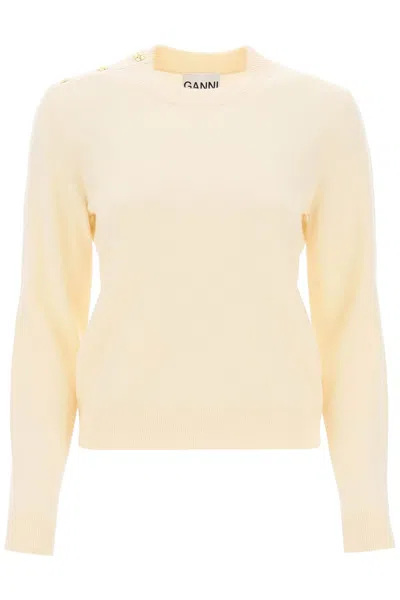 Ganni O-neck Shirt In Green