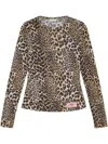 Ganni Leopard Pattern Printed Mesh Long Top