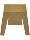 Ganni Gold Sparkle Off-the-shoulder Blouse In Gold