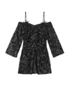 Ganni Off-shoulder Bow-pattern Minidress In Black