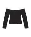 Ganni Off-shoulder Smock-effect Top In Black