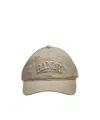Ganni Washed Cotton Canvas Cap Embroidery In Multi