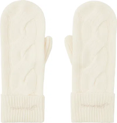 Ganni Off-white Cashmere Mix Mittens In 135 Egret