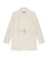 Ganni Womens Angora Tailoring Belted Cotton And Linen Blazer In White