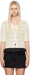 GANNI OFF-WHITE CRYSTAL-CUT CARDIGAN