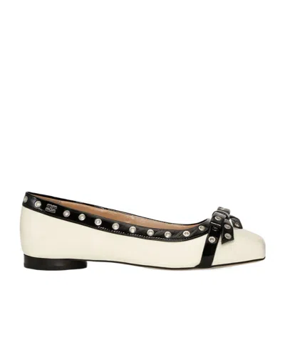 GANNI GANNI EYELETS BOW BALLERINAS