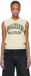 Ganni Gilet Con Grafica E Collo In 135 Egret